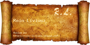 Rein Líviusz névjegykártya